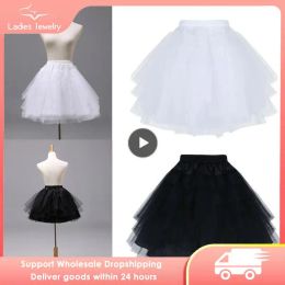 Cosplay Fish-bone Short Skirt White Black Petticoat A-Line Puffy Tutu Skirt Lolita Carmen Slip Liner Cute Girls Wedding Dress