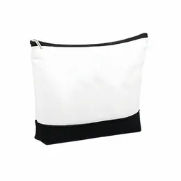 sublimati Blank Cosmetic Bag Black Bottom Women's Make Up Bag Polyester Portabl For Heat Transfer Printe Storage Pencil Bags f3nx#