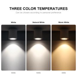 Angle 30 Degrees 7W 12W COB LED Spot Light Surface Mounted Spotlight Ceiliing Lamp Aluminum LED Downlight For Indoor Lighting