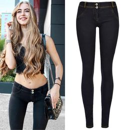 Stretch Jeans Low Waist Women Tight Skinny Denim Pants Buttock Push Up Leggings Female Pull On Pencil Trousers Bodycon Jeggings 240315