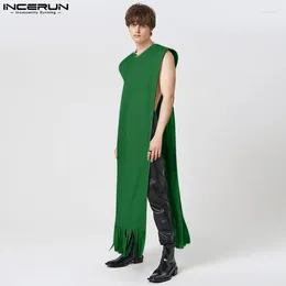 Men's Tank Tops Stylish Long-style INCERUN Fashion Shawl Casual Street Selling Tassel Design Sleeveless Vests S-5XL