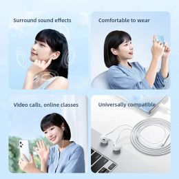 3.5MM Tyec C Headset Stereo Earbud HiFi Bass Headphones With Mic DAC Chip Control for Samsung Huawei Google Xiaomi Tablet Laptop