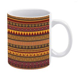 Mugs African Eye White Mug Ceramic Creative Ethnic Striped Pattern Culture Africa Abstract Geometric