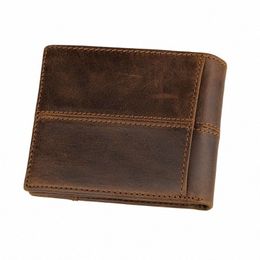 genodern Patchwork Style Cow Leather Male Purse Short Wallet for Men Genuine Leather Wallets Brown Male Purses Men Wallets x3bc#