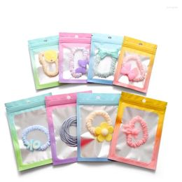 Storage Bags 100pcs Gradient Window Opening Self Sealing Bag Colour Matte Semi Transparent Sealed Packaging Of Hair Clips Jewellery