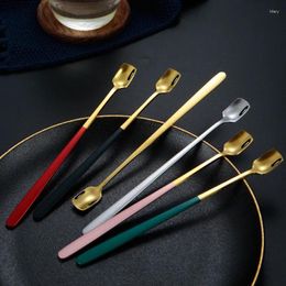 Spoons Long Handle Stainless Steel Coffee Stirring Spoon Fashion Metal Korea Tea Honey Dessert