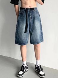 Y2K Summer Women Vintage Streetwear Korean Denim Shorts High Waist Knee Length Wide Leg Baggy Jorts Short Pants Harajuku Clothes