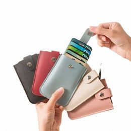laminated Ccealed Pull-out Busin Card Case 5 Card Pockets PU Leather Slim ID Card Holder Men Women Mini Wallets w9r5#