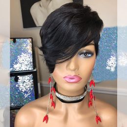 Pixie Cut Wigs for Black Women Human Hair Short Cut Bob Wig Brazilian Human Hair Wigs Side Part Pixie HairCut Wigs Glueless Wigs