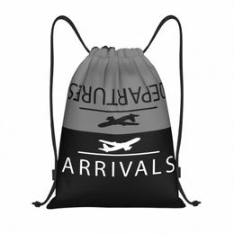 aviati Arrivals And Departures Drawstring Backpack Bags Lightweight Airplane Airport Gym Sports Sackpack Sacks for Yoga d6eO#