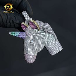 Designer hot selling ZUANFA Custom Hip Hop Jewelry Lucky Unicorn AAAAA+ charm 925 silver pendant for Child women men