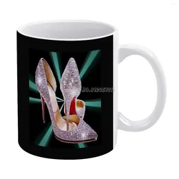 Mugs Sparkle Glitter Red Bottom Heels White Mug Vintage Unisex Size High Diamond Hee