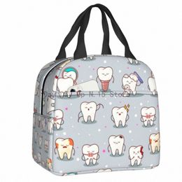 custom Cute Teeth Baby Lunch Bag for Women Men Thermal Cooler Insulated Dentist Lunch Box for Children School 59Si#