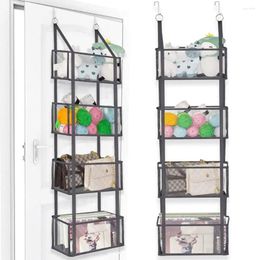 Storage Bags Door Hanging Cabinet Box With 4 Large Transparent Plastic Pockets And 2 Metal Hooks For Game Room Bedroom