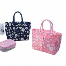 daisy Print Cute Lunch Bag Thermal Insulati Large Capacity Portable Picnic Hangbag Office Lunch Box Bag Kids School Lunch Bags 20J7#