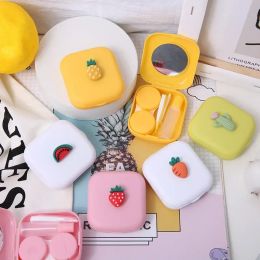 Candy Solid Colour Women Portable Cute Contact Lenses Box Lens Case For Eyes Care Kit Glasses case Holder Container Gift