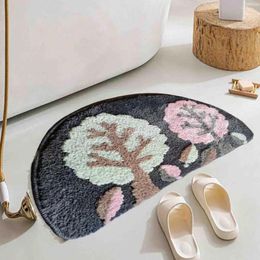 Carpets Bathroom Rugs Door Carpet Thick Non-slip Semicircle Floor Mat Boho Flower Cartoon Panda Pattern For Kitchen Bedroom