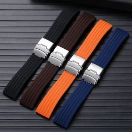 Rubber Striped Tyre Watch Strap Band Deployment Buckle 18mm 20mm 22mm 24mm Universal Replacement Strap