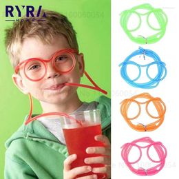 Drinking Straws 3PCS Funny Soft Glasses Straw Flexible Tube Birthday Holiday Party Kitchen Accessories Plastic Kid Gift