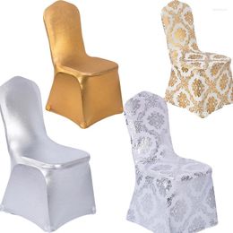 Chair Covers Fashion Elastic Cover Wedding Restaurant Banquet El Bronzing Gold Glitter Printed Spandex Stretch Seat Slipcover Decor