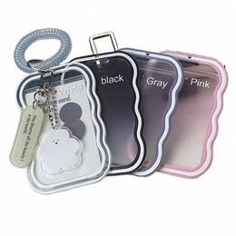 ins Clear Visible Jelly Silice Cards Protecting Cover Student Bus ID Campus Meal Card Holder with Spring Rope Pendant Keychain s2Qj#