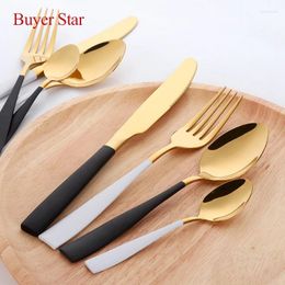 Flatware Sets Customized Logo Dinnerware Set Stainless Steel Cutlery 24pcs Steak Knife Dinner Forks Soup Spoons Western Tableware