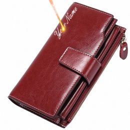 2024 New Rfid Lg Women Wallets Clutch Zipper Coin Pocket Female Print Wallet Quality Card Holder Genuine Leather Women Purse n63U#