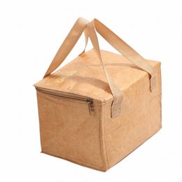 leakproof Foldable Large Capacity Lunch Bag Kraft Paper Bags Food Hand Bags Waterproof Lunch Bag Tote Canvas Lunch Bag J5gG#