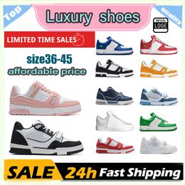 New Designer shoes flat sneaker trainer Embossed Casual shoes denim canvas leather white green red blue letter fashion platform womens low trainers Size 36-45