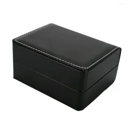 Watch Boxes MagiDeal Black PU Leather Single Slot Bangle Case Wristwatch Box Gift 14 X 11 7cm