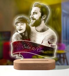 Personalized 3D Photo Lamp Custom Couple Photo And Text Customized Valentine's Day Wedding Anniversary 3D Night Light Gifts