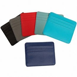 1pcs Pu Leather ID Card Holder Candy Colour Bank Credit Card Box Multi Slot Slim Card Case Wallet Women Men Busin Cover 84tf#