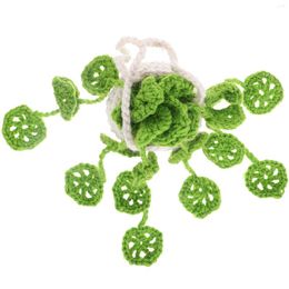 Tapestries Car Crochet Hanger Bohemian Creative Pendant Hanging Basket (white Fluorescent Green Hollow Leaves)