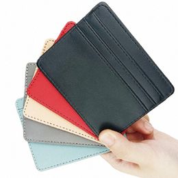 ultra Thin Leather ID Card Holder Bank Credit Card Purse Multi Slot Slim Card Case Wallet Women Men Cover Male Female v73G#