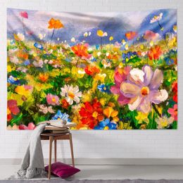 Tapestries Flowers Sunflower Landscape Tapestry Beautiful Background Cloth Living Room Bedroom Wall Decoration Macrame