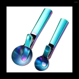 Baking Moulds Ice Cream Scoop 2Pcs Stainless Steel As Shown Cookie With Trigger Melon Baller Scooper Cones Spoon Digger