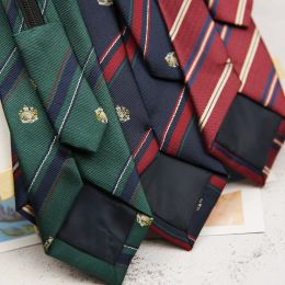 Hot Sale Campus Style Jk Uniform Wine Green Navy Striped Lazy Zipper Polyester Tie for Students Daily Wear Versatile