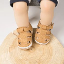 Baby Sandals Summer Infant Boy Girl PU Soft Bottom Sole Non-Slip First Walker Shoes Solid Colour Toddler Outdoor Beach Shoes