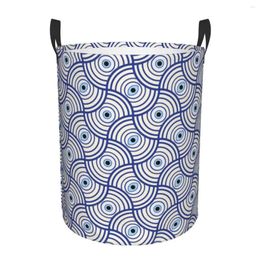 Laundry Bags Evil Eye Hamper Large Storage Basket Mediterranean Culture Girls Boys Toy Organiser