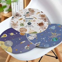 Cushion/Decorative Pillow Space A-Animals P-Print Cushion Mat Round Seat Cushion Office Dining Stool Pad Sponge Sofa Mat Non-Slip Chair Cushions Y240401