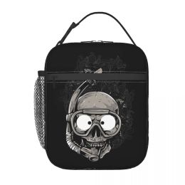 Scuba Skull Dive Diver Insulated Lunch Tote Bag for Women Resuable Thermal Cooler Food Lunch Box Work School Travel