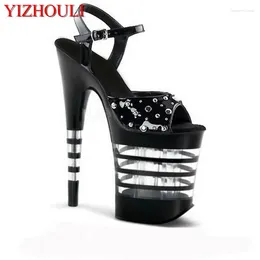 Dance Shoes 20cm Fashion Rivets Super Star Dress 8 Inch High Heel Summer Punk Stripe Crystal