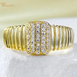 Cluster Rings Wong Rain Vintage 18K Gold Plated 925 Sterling Silver Lab Sapphire Gemstone Ring For Women Fine Jewelry Party Gifts Wholesale