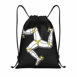 isle Of Man Flag Drawstring Backpack Women Men Sport Gym Sackpack Portable Shop Bag Sack G6b2#