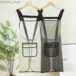 Aprons Anti-fouling Oil-proof TPU Kitchen Apron Waterproof Transparent Household Cleaning Aprons Painting Nails Beauty Makeup Pinafore Y240401