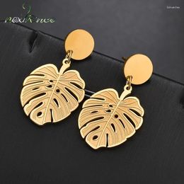 Stud Earrings Nextvance 2024 Fasion Hollow Leaf Earring For Women Gold Colour Simple Stainess Steel Jewlry Gift Lover
