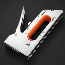 1008U Staple Gun for 4/6/8mm Paper Window Tacker Tools Heavy Duty Manual Stapler Furniture with 2400pcs Nails for Woodworking