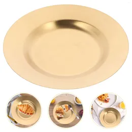 Plates Stainless Steel Plate Trays Round Dish Steak Storage Dinner Serving Household Pasta Restaurant