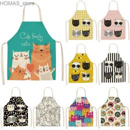 Aprons Cute Cartoon Cat Apron Baking Accessories Aprons for Women Apron Kitchen Cooking Accessories Cafe Apron for Men Kitchen Apron Y240401