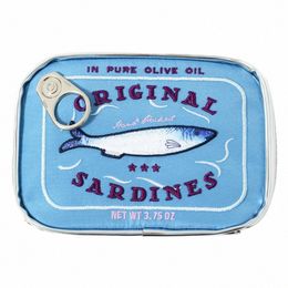 canned Sardines Bath Women Travel Cosmetic Bag Cute Toiletry Bag Portable Zipper Soft Creative Makeup Bags Storage Case Weekend 50Am#